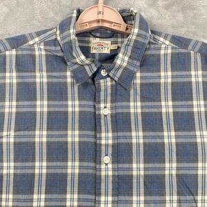 Faherty MWF2112 Shirt Men's Large Blue Gray Long Sleeve Plaid Button Down
